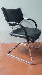 Zwart lederen vergaderstoel, Huis en Inrichting, Stoelen, Ophalen, Gebruikt, Twee, Zwart