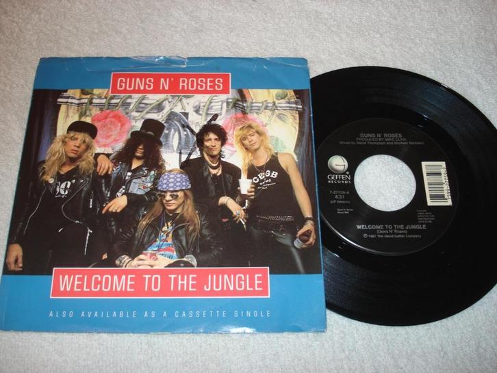 Guns N Roses    Welcome To The Jungle  usa  Hoes   Orgineel, Cd's en Dvd's, Vinyl Singles, Zo goed als nieuw, Single, Rock en Metal