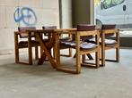 Ate van Apeldoorn stoelen 4x + bijpassende X-poot tafel, Ophalen, Bruin, Hout, Vier