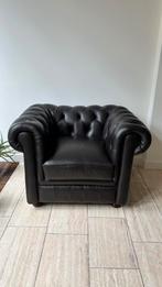 Chesterfield stoel zwart leer Engels, Huis en Inrichting, Stoelen, Ophalen of Verzenden
