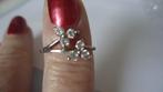 Zilveren ring met 6 heldere zirkoon steentjes ringmaat 16, Met kristal, Verzenden, Dame, Zilver