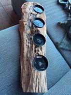 Kandelaar op boomstam, Ophalen, Gebruikt, Bruin, Hout