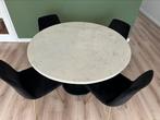 Marmeren eetkamertafel inclusief 4 stoelen, Ophalen, Overige materialen, Rond, Zo goed als nieuw