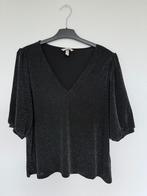 Shirt, top zwart, zilver glitters, korte mouwen / mt L / H&M, Kleding | Dames, Zwart, Maat 42/44 (L), Ophalen of Verzenden, Zo goed als nieuw
