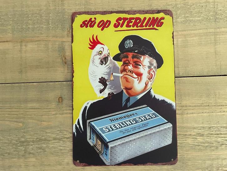 Reclamebord Sta op Sterling Shag 20x30 Niemeyer Groningen, Verzamelen, Merken en Reclamevoorwerpen, Zo goed als nieuw, Reclamebord