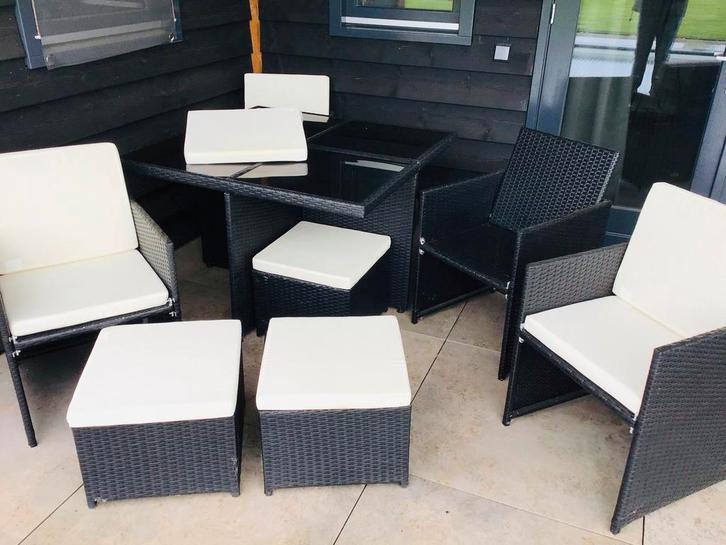 Leuke, compacte en complete tuinset, 8 zitplaatsen, ZGAN, Tuin en Terras, Tuinsets en Loungesets, Zo goed als nieuw, Tuinset, Wicker