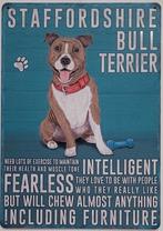 Staffordshire bull terrier eigenschappen metalen wandbord, Info@deconoord.nl, Deco Noord, Nieuw, Ophalen of Verzenden