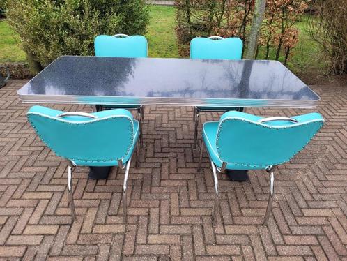Bel Air 4 Amerikaanse stoelen + diner tafel sixties fifties, Huis en Inrichting, Stoelen, Zo goed als nieuw, Vier, Ophalen