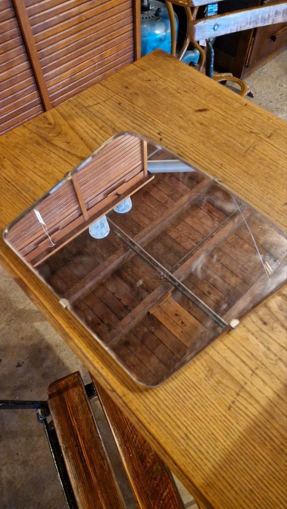 Vintage Vierkante Spiegel, Antiek en Kunst, Antiek | Spiegels, Minder dan 50 cm, Minder dan 100 cm, Vierkant, Ophalen of Verzenden