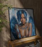 Uniek XXL Glasschilderij | Blue Sexy Angel - 6 sizes, Oorspronkelijke maker, Verzenden, Nieuw, 125 cm of meer