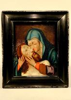 Antiek schilderij miniatuur olie op koper 18e eeuw Piéta, Verzenden
