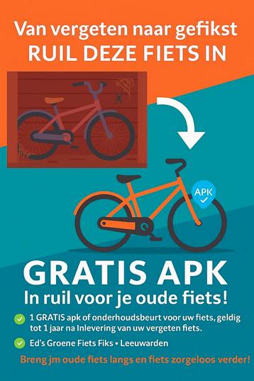  Gratis beurt voor je fiets — in ruil voor je oude fiets. beschikbaar voor biedingen