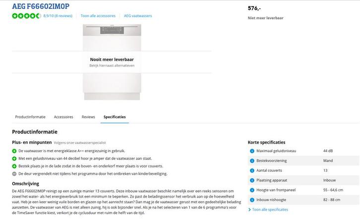 AEG XXL Inbouw Vaatwasser - Ruim en Efficiënt, Witgoed en Apparatuur, Vaatwasmachines, Nieuw, Inbouw, Ophalen