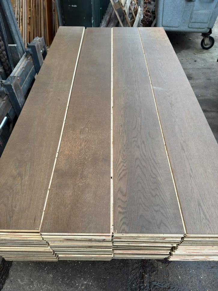 Eiken vloer 40 m2 lamelparket 23,5 cm breed 1,4 cm dik, Doe-het-zelf en Verbouw, Vloerdelen en Plavuizen, Gebruikt, Vloerdelen of -planken
