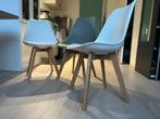 EGGREE Set of 3 Dining, Kitchen Chairs with Wooden Legs,, Overige materialen, Drie, Wit, Ophalen of Verzenden