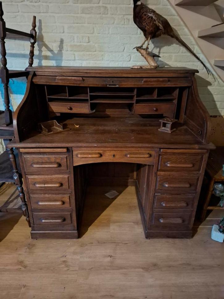 Antiek bureau met rolluik, secretaire, Huis en Inrichting, Kasten | Secretaires, Gebruikt, Ophalen