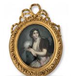 Paar Antieke Portretten: 'Schildering op Glas, Antiek en Kunst, Kunst | Schilderijen | Klassiek, Ophalen of Verzenden