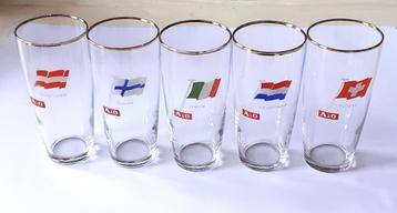 5 vintage A &; O longdrink/limonade (landen) glazen beschikbaar voor biedingen