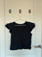 Zwart t-shirt met ruches mouwen Zara maat S, Ophalen of Verzenden, Zo goed als nieuw, Korte mouw, Maat 36 (S)