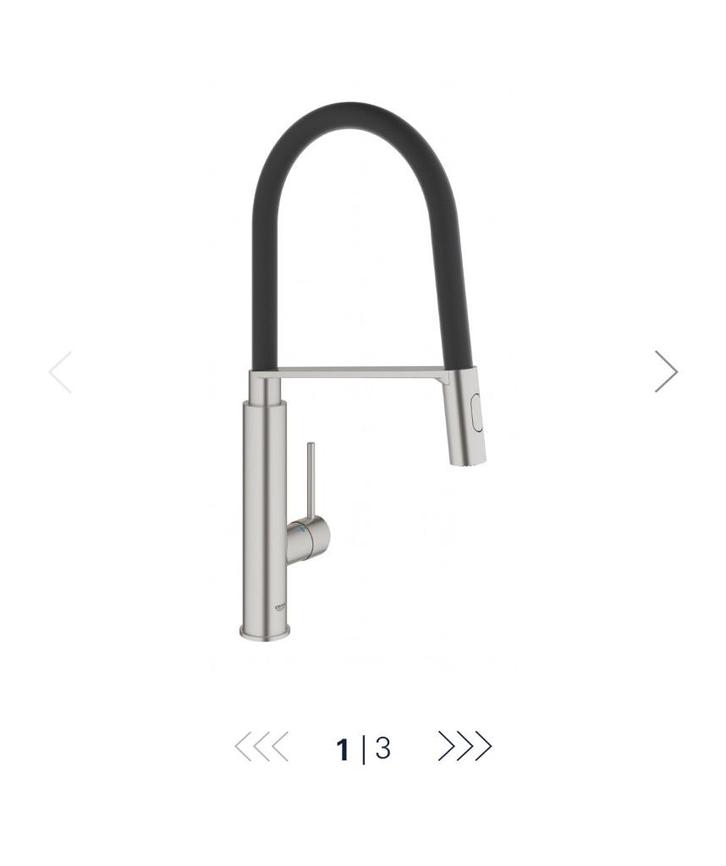 Grohe kraan Concetto supersteel met flexibele zwarte slang, Huis en Inrichting, Keuken | Keukenelementen, Zo goed als nieuw, Minder dan 100 cm