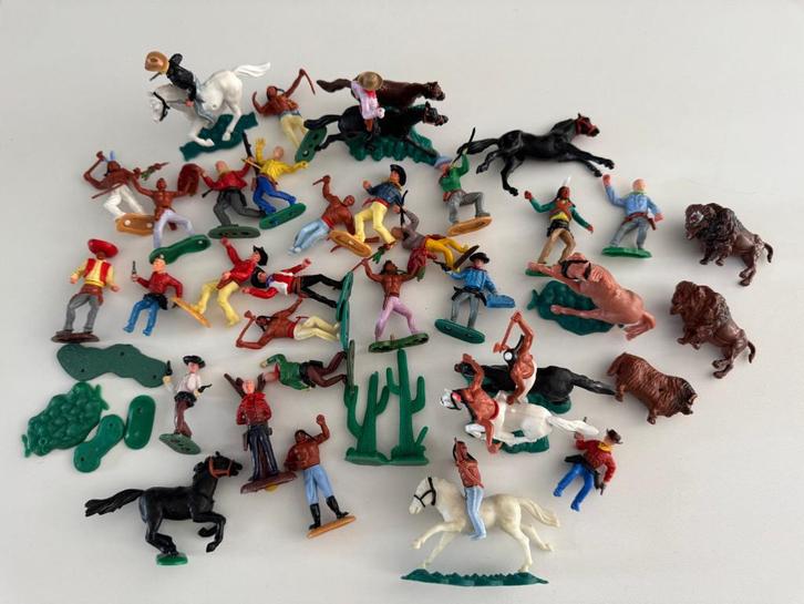 Vintage verzameling cowboy-indianen figuren - Jaren 70, Verzamelen, Speelgoed, Gebruikt, Ophalen of Verzenden