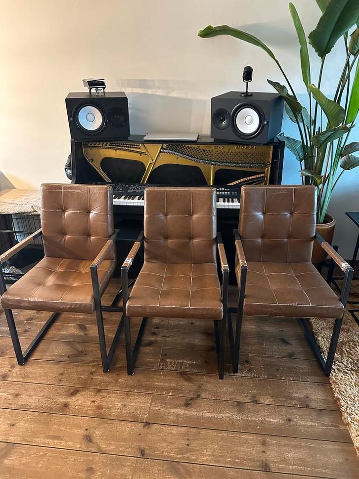 6 Cognac Eetkamerstoelen, Antiek en Kunst, Antiek | Meubels | Stoelen en Banken, Ophalen