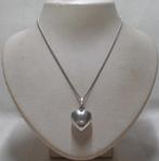Zilveren ketting met hart hanger  nr.489, Met hanger, Verzenden, Zo goed als nieuw, Zilver