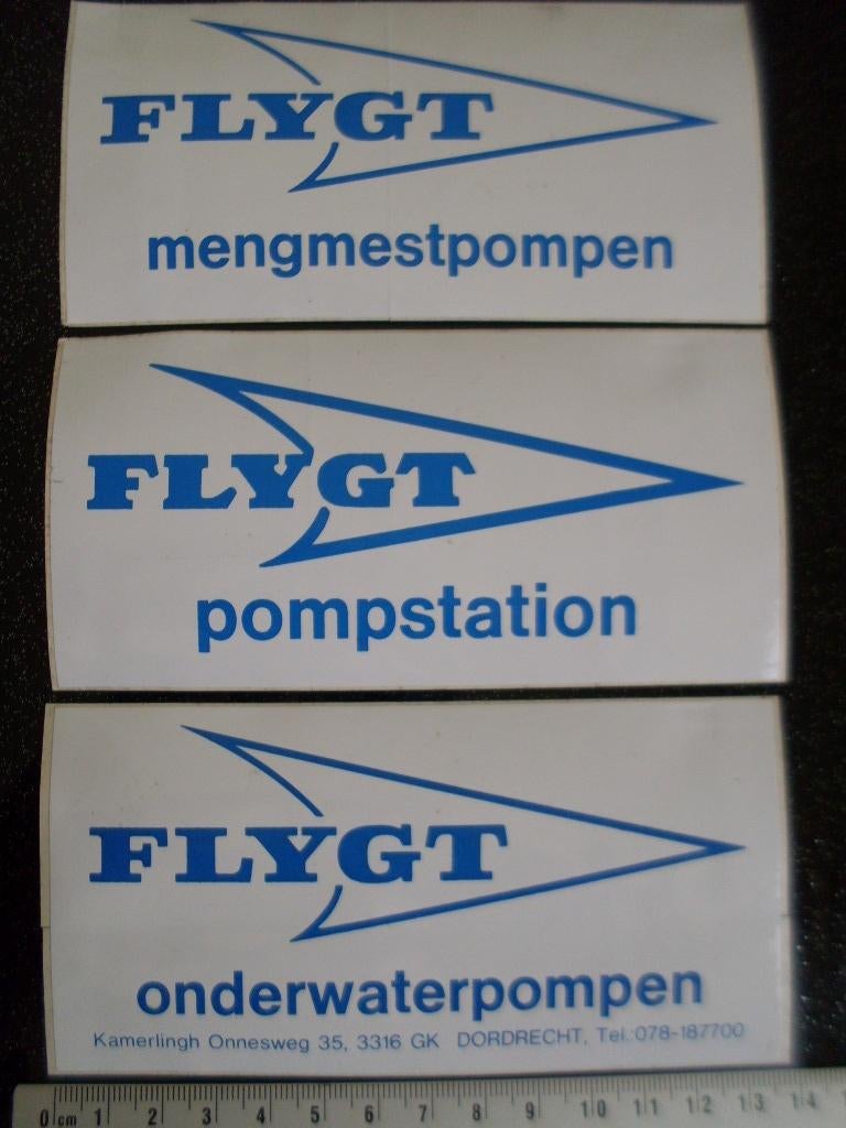 3x sticker flygt onderwaterpompen dordrecht logo, Verzenden, Zo goed als nieuw, Bedrijf of Vereniging