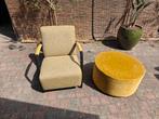 Montel Sue fauteuil+ poef, Huis en Inrichting, Fauteuils, Ophalen, 75 tot 100 cm, Zo goed als nieuw, Stof