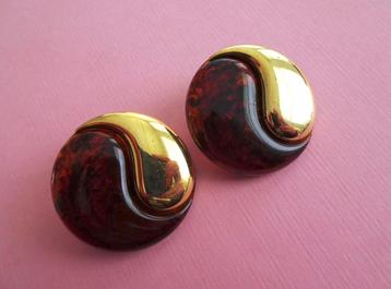 jwg Grote vintage 80s yin yang oorbellen bruin goud kl clips beschikbaar voor biedingen
