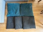 Kussenset Turquoise/Grijs, Ophalen of Verzenden, Gebruikt, Overige kleuren, Vierkant