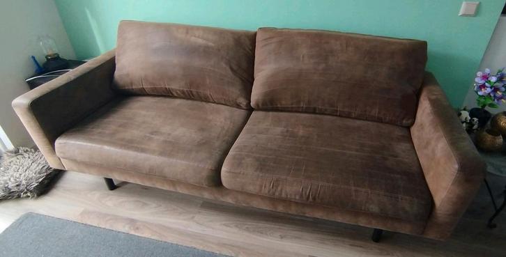 2-5 zitsbank cognac kleur Leen Bakker, Huis en Inrichting, Banken | Bankstellen, Gebruikt, Rechte bank, Driepersoons, 200 tot 250 cm