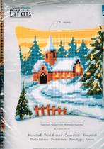 Cado vervaco borduurpakket kussen winterlandschap  kerk, Hobby en Vrije tijd, Borduren en Borduurmachines, Ophalen of Verzenden