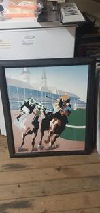 Paardensport rennen schilderij met lijst., Antiek en Kunst, Ophalen of Verzenden