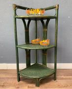 Kastje plantenstandaard rotan bamboe groen - vintage retro, Ophalen, Gebruikt, Onbekend, Onbekend