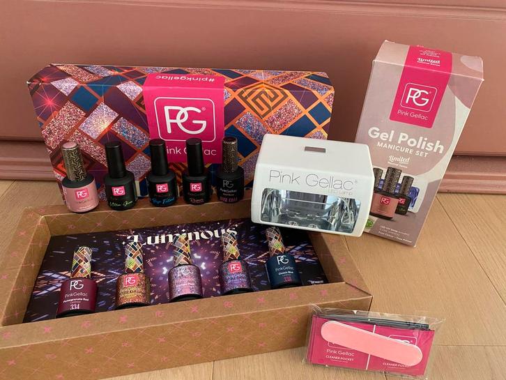 Pink Gellac starterset Limited Edition + Luminous Color Box, Sieraden, Tassen en Uiterlijk, Uiterlijk | Cosmetica en Make-up, Zo goed als nieuw