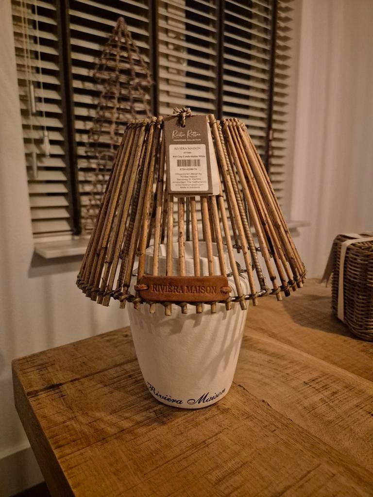 Riviera Maison Clay Candle Holder Wit - Nieuw, Overige materialen, Nieuw, Ophalen of Verzenden, Landelijk