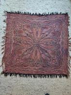 Prachtige antieke jacquard worteldoek / table shawl, Ophalen of Verzenden, Zo goed als nieuw, Rood, Rechthoekig