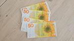 Lot setje van 4 50 gulden biljet zonnebloem, Ophalen, 50 gulden, Setje