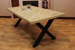 Eiken eettafel | Visgraad | Stalen poten | Laagste prijs!!!, Eikenhout, Vijf personen of meer, Rechthoekig, Eiken visgraad model
