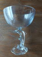 Vintage clairey France glassware glas op voet met dolfijn, Ophalen of Verzenden