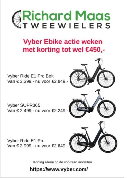 Actie weken Vyber Ebike SUPR356, Ride E1 Pro, Ride E1 Lite, Fietsen en Brommers, Elektrische fietsen, Nieuw, Overige merken, 50 km per accu of meer