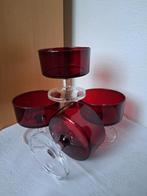 Vintage Luminarc robijnrode dessertglazen model cavalier, Ophalen of Verzenden