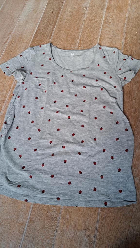 Zwangerschaps T-shirt H&M maat L, Kleding | Dames, Positiekleding, Zo goed als nieuw, Maat 38/40 (M), Grijs, Ophalen of Verzenden