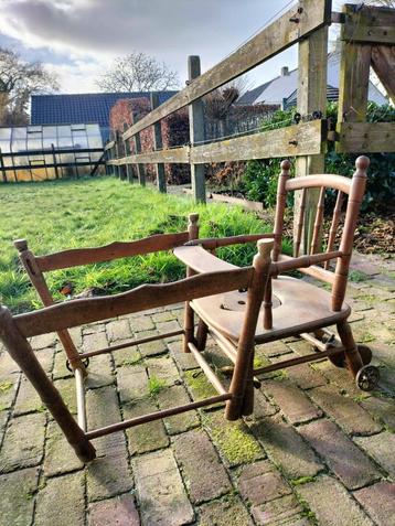 Antieke kinderstoel, uitklapbaar en schommelstoel  beschikbaar voor biedingen
