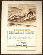 Ere Oorkonde, Reichs Schwimmwoche, gemeente Lollar, 1934.(1), Verzamelen, Overige Verzamelen, Gebruikt, Ophalen of Verzenden, Oorkonden