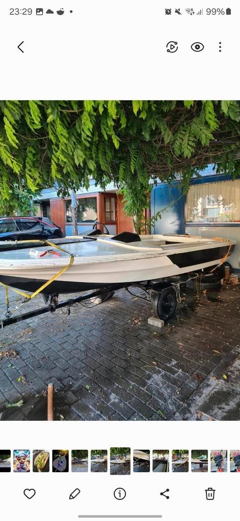 Leuke boot inclusief trailer, Watersport en Boten, Sloepen, Zo goed als nieuw, Tot 10 pk, 3 tot 6 meter, Buitenboordmotor, Benzine
