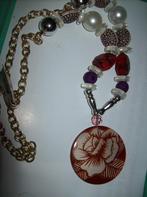 Ketting Schakels Mooie Stenen Kralen Grote Bloem Hanger, Overige kleuren, Verzenden, Nieuw, Met edelsteen