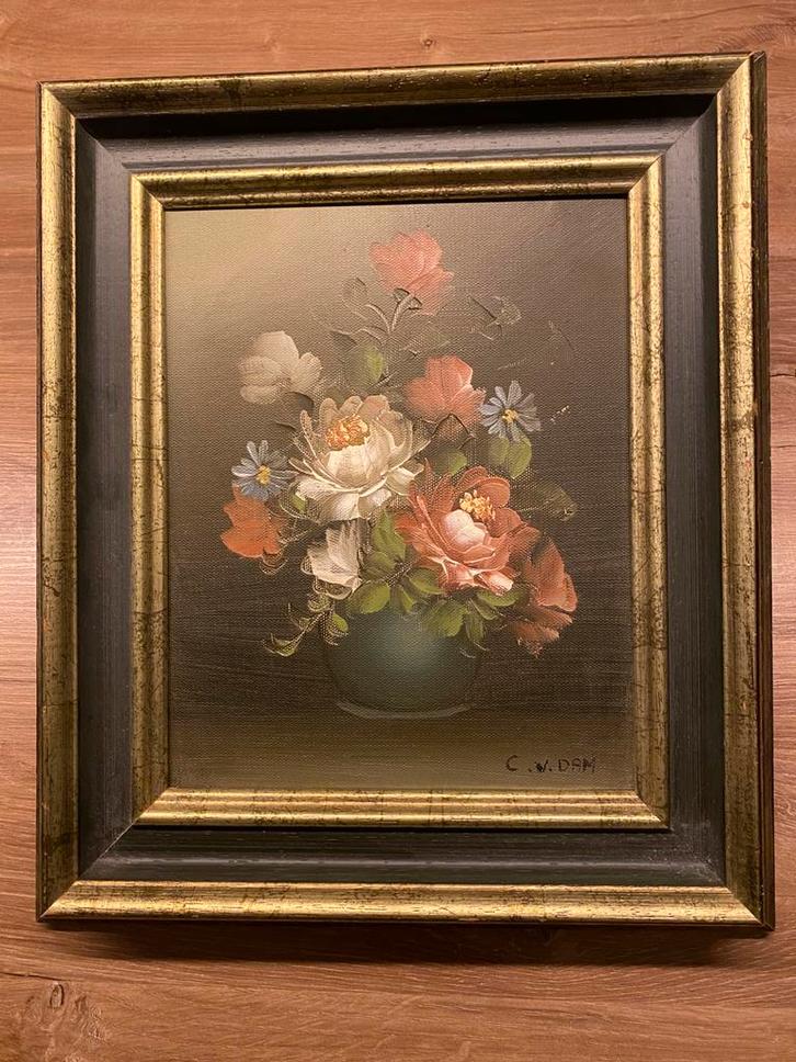 Sfeervol olieverf schilderij origineel C van Dam, Antiek en Kunst, Kunst | Schilderijen | Klassiek, Ophalen of Verzenden