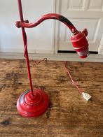 Industriële rode metalen bureaulamp bajonet fitting, Ophalen of Verzenden